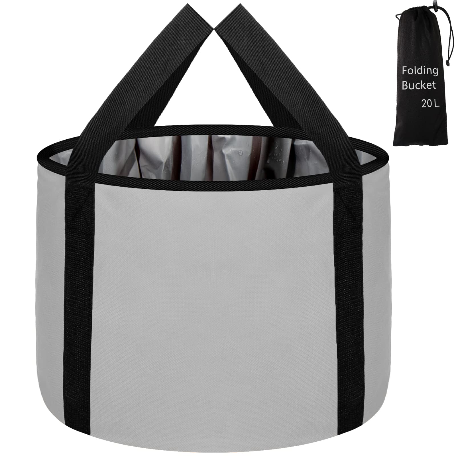 JSVSLTD Foot Bath Basin 20L Collapsible Bucket, Portable Foot Soak Tub Feet Soaking Bucket for Outdoor Travel, Camping, Fishing(Gray)