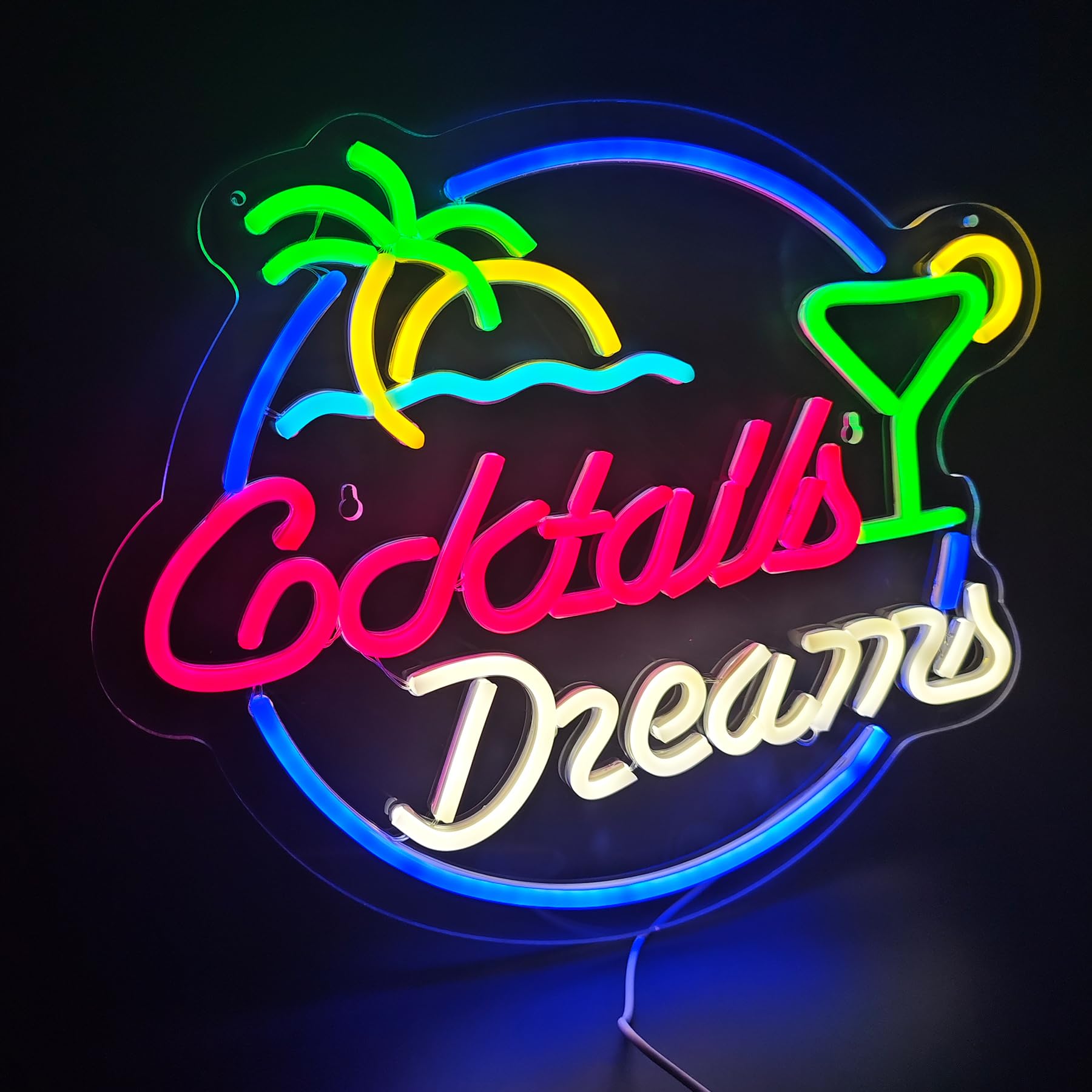 Cocktails Dreams Neon Sign Led Wall Decor Man Cave Neon