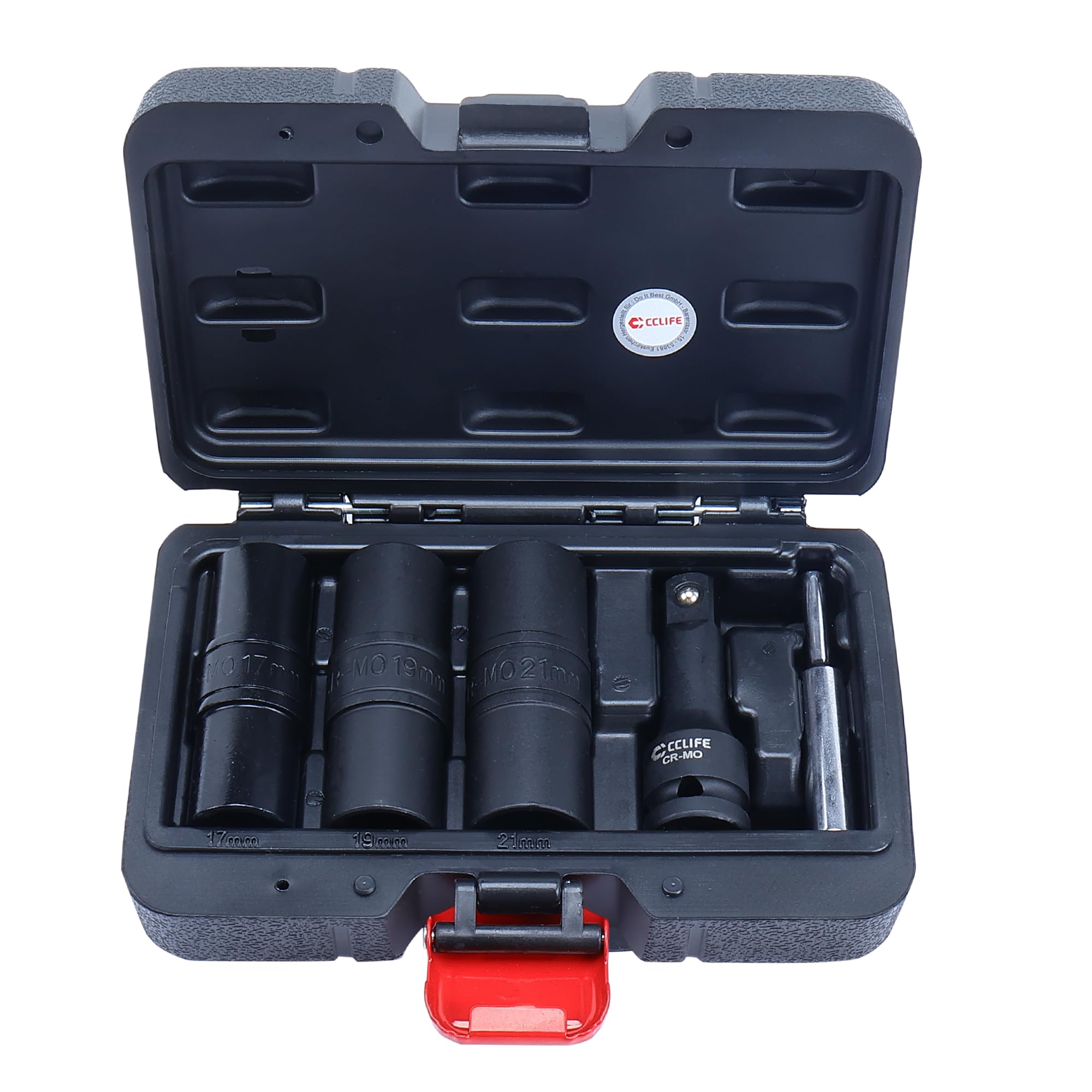 CCLIFE Zestaw wykrętaków nakrętek 1/2 cala - 17/19/21 mm Twist Socket Set - Damaged Lug Nut Extractor for Rusted & Rounded Bolts - CR-MO Steel Sockets for Auto Workshop & DIY
