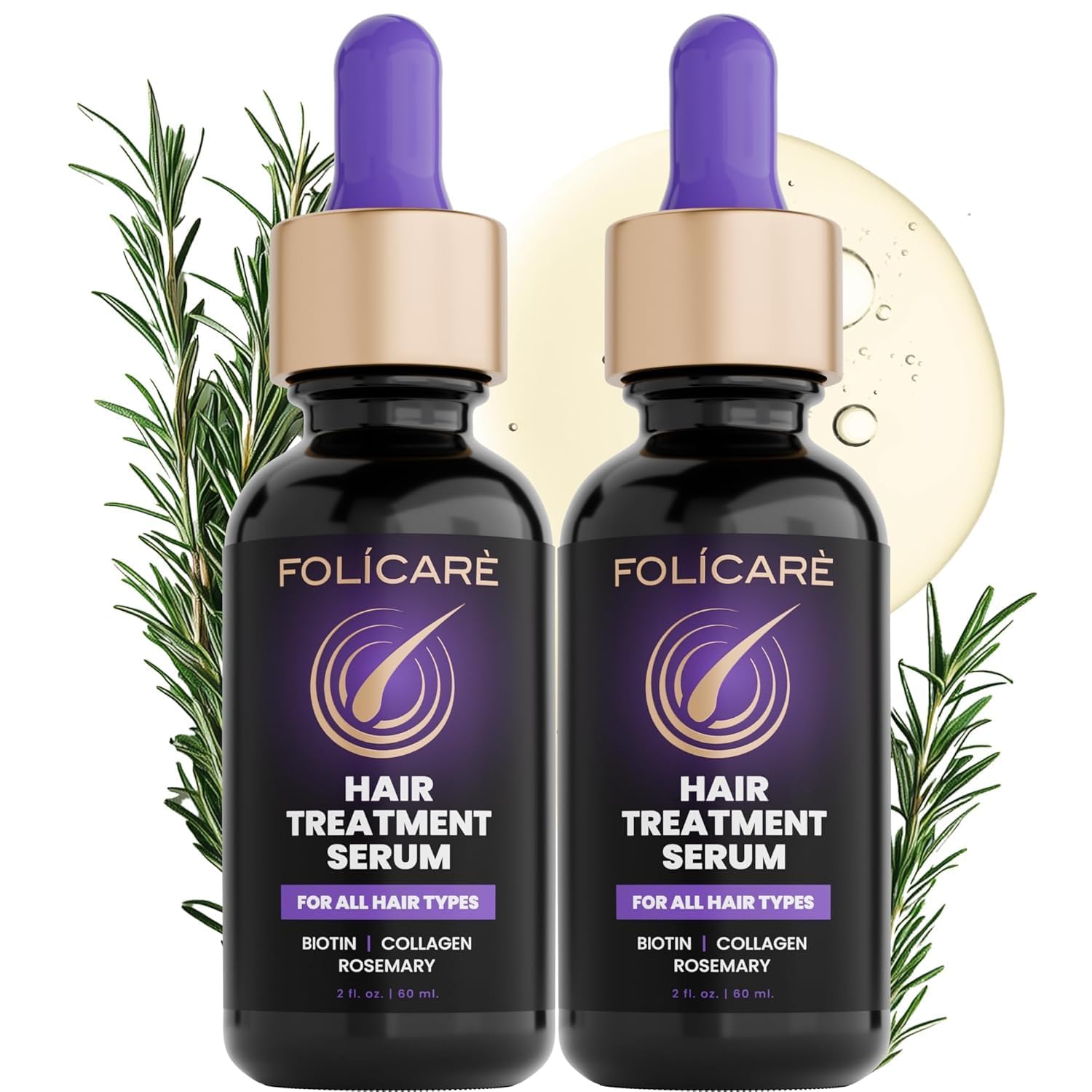 Hair Growth Serum & Thickening Serum With Biotin & Rosemary Oil, Multi-Benefit Treatment for Thinning Hair, Boosts Density, Strengthen, Hydrate,