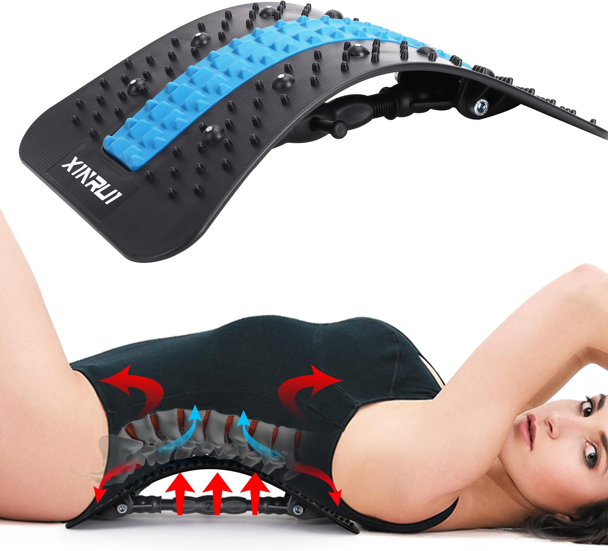 XINRUI Back Stretcher, Fully Adjustable Back Cracker Device for Upper & Lower Back Pain Relief, Spine Deck — Pain Relief for Herniated Disc, Sciatica, Scoliosis, Lower and Upper Muscle Pain Relief