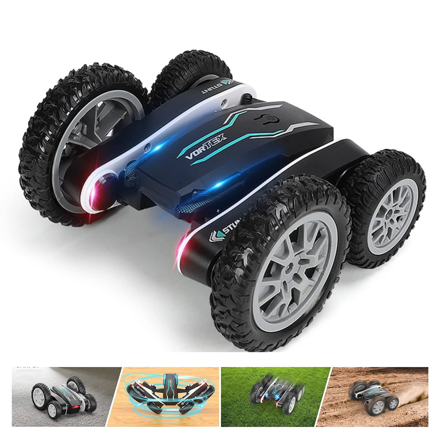 Mezone Remote Control Car, RC Cars 2.4GHz Fast Stunt RC Car, 4WD Double Sided 360° Rotating RC Trucks, Off Road RC Crawler Toy Cars for Kids Boys Girls (Stunt Car)