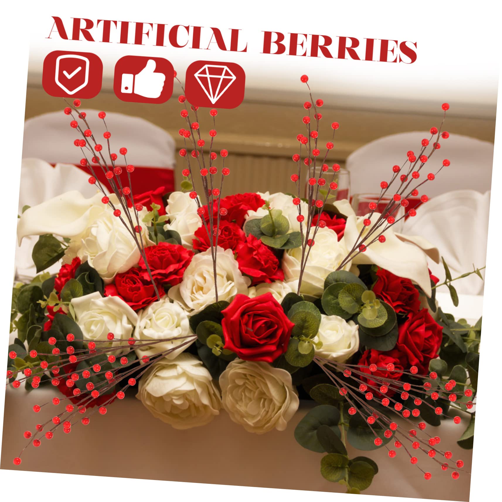 MAGICLULU 2 Set Ramo Di Bacche Rosse Decorazioni Invernali Bacche Natalizie Di Bacche Di Natale Imitazione Pianta Artificiale Rami Degli Alberi Per La Decorazione Schiuma 10 Pezzi*2