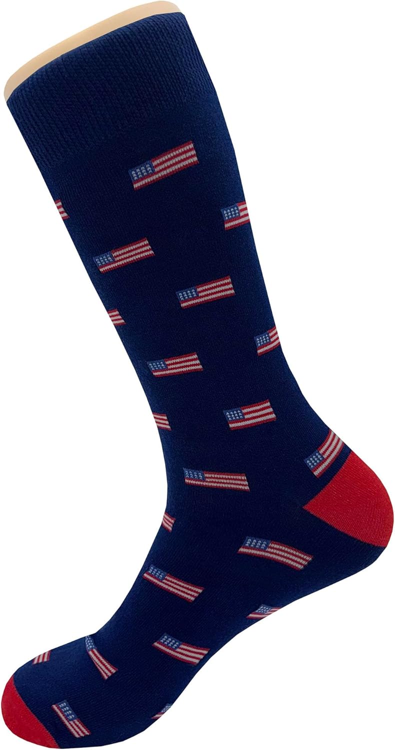 US Flag Dress Socks Funny Novelty Crazy Fun Design Men Size 8-12 Cotton Casual Crew Colorful Funky Fancy Socks Gift for Men - Image 3
