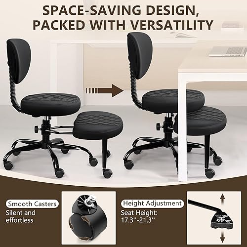 Miniatura 7 de Silla de oficina ergonómica con patas cruzadas con ruedas, altura ajustable para meditación, escritorio de TDAH y yoga, diseño ancho cruzado con