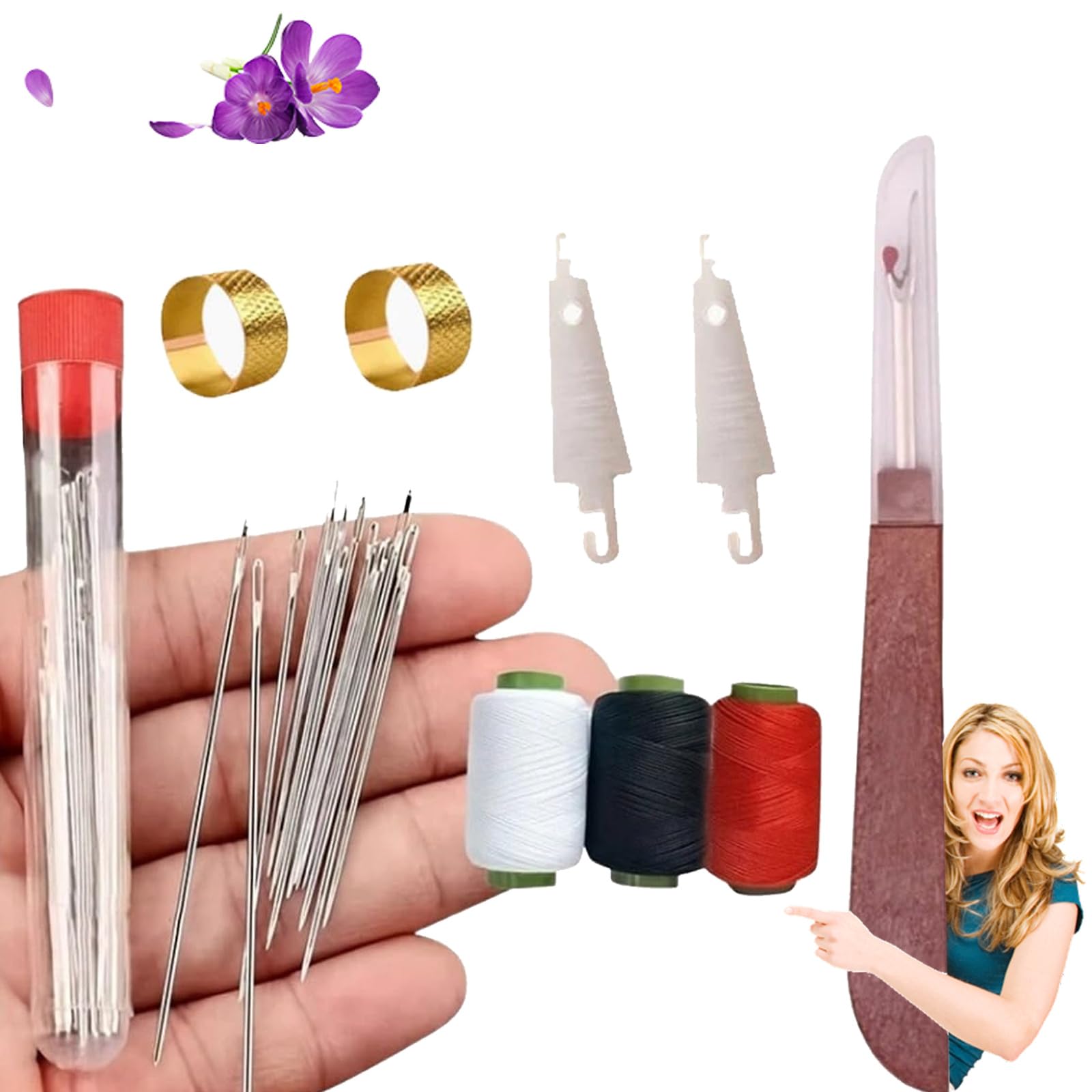 Amazon.com: Big Eye Steel Sewing Needles Kit, Stainless Steel