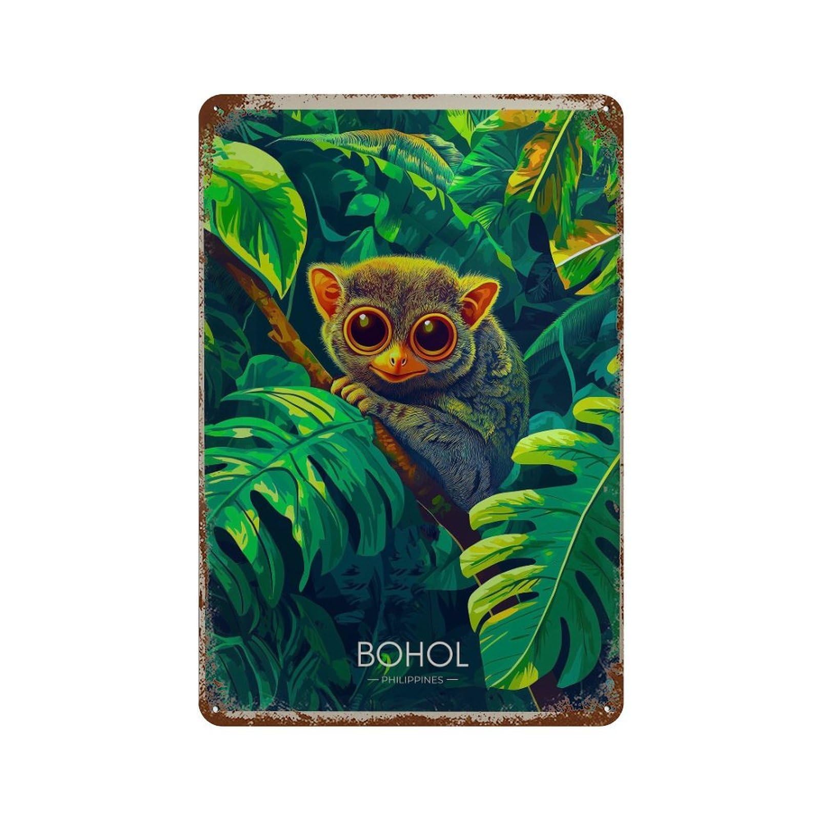 xiaoxiaoshen Bohol Philippines Travel Tarsier Wall Decor Art Metal Tin Poster Modern Home Decor Art Home Bar Shop Decorations Vintage Sign 30x20cm