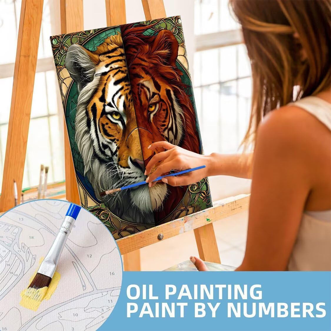 Malen nach Zahlen Kinder ab 7 8 9 10 Jahre, Tiger Malen nach Zahlen Erwachsene Jugendliche Malen-Nach-Zahlen Kinder Teenager Kreatives für Mädchen Geschenkideen Malen nach Zahlen 100x130 cm z-300