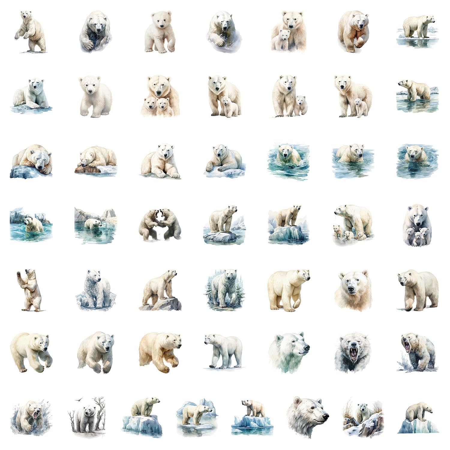 Polar Bear Stickers 100PCS for Laptop Water Bottle Scrapbook Bike Phone Skateboard Computer Bicycle Journal Guitar Helmet,Cute Cartoon Animals Graffiti Aesthetic Decals for Teens Kids Adults - Image 4