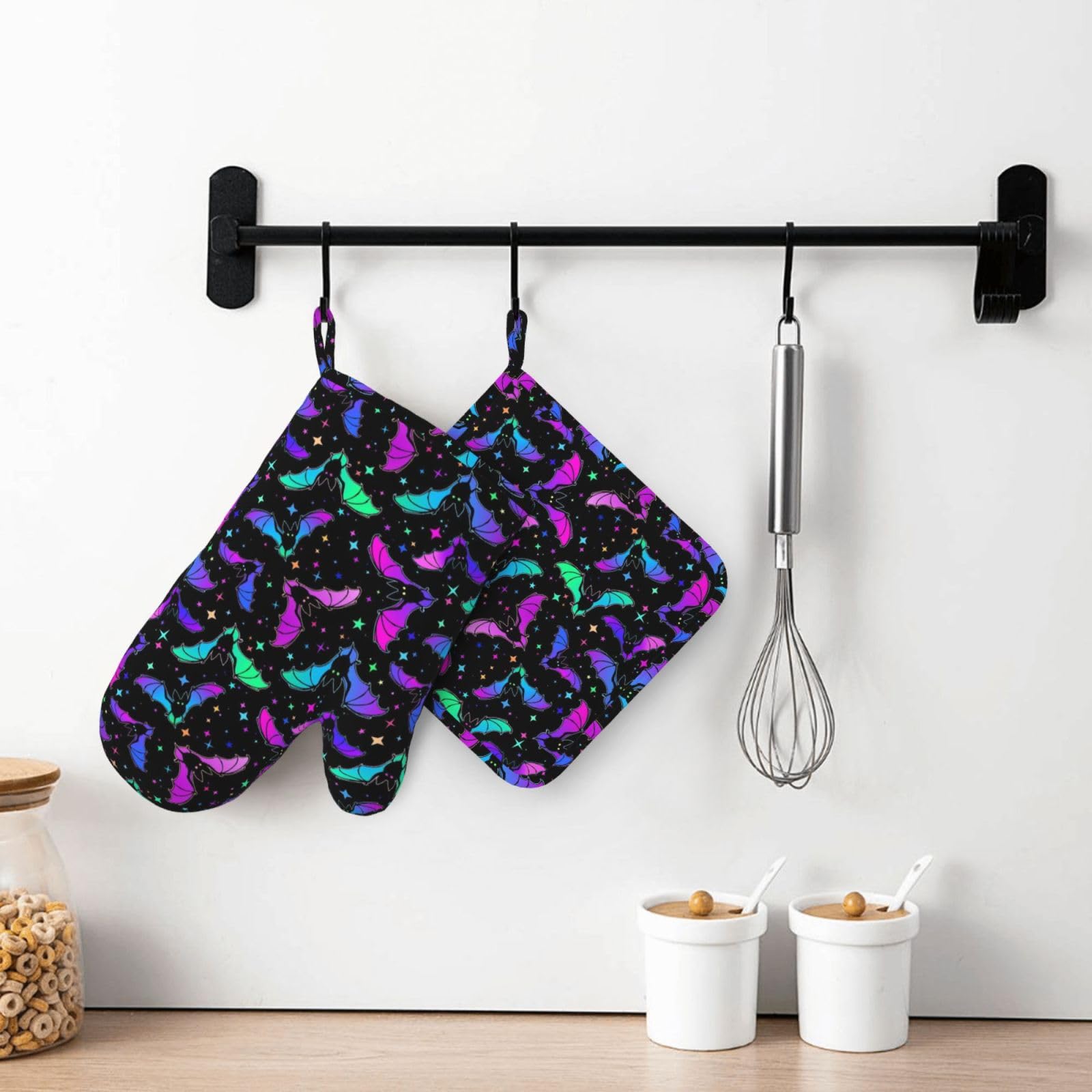 Cool Bats Stars - Guanti da forno e presine, 4 pezzi