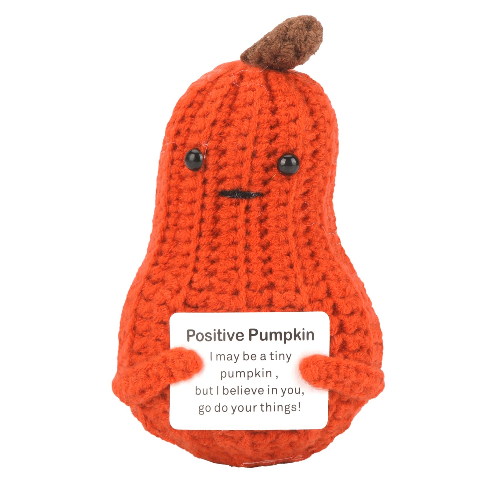 Positive Crochet Pumpkin Gifts, Crocheted Emotional Support Fruit, Soft Wool Knitting Toy Decoration Encouragement Support for Birthday Gifts Room Decor
