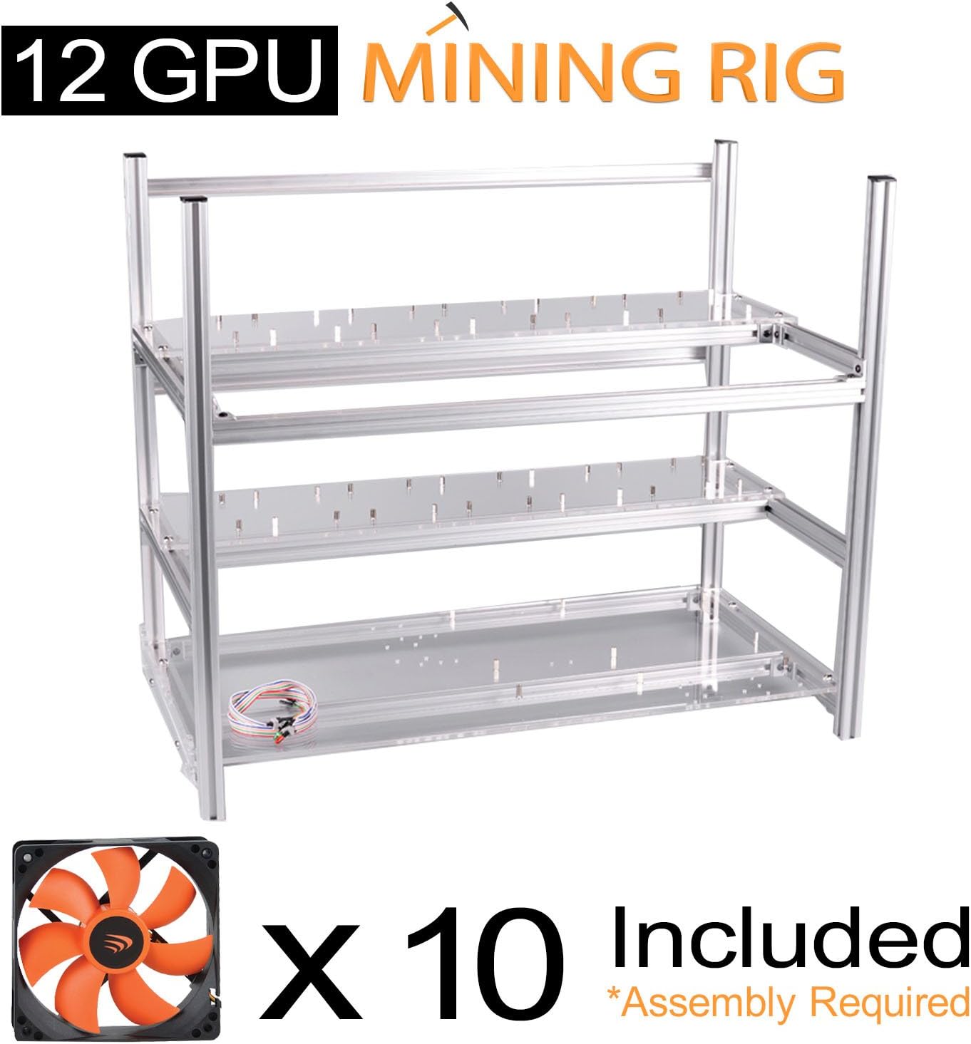 AAAwave 12 GPU open frame mining rig case set - Case + 10 x AAAwave 2100 rpm fan/Ethereum Zcash Litecoin