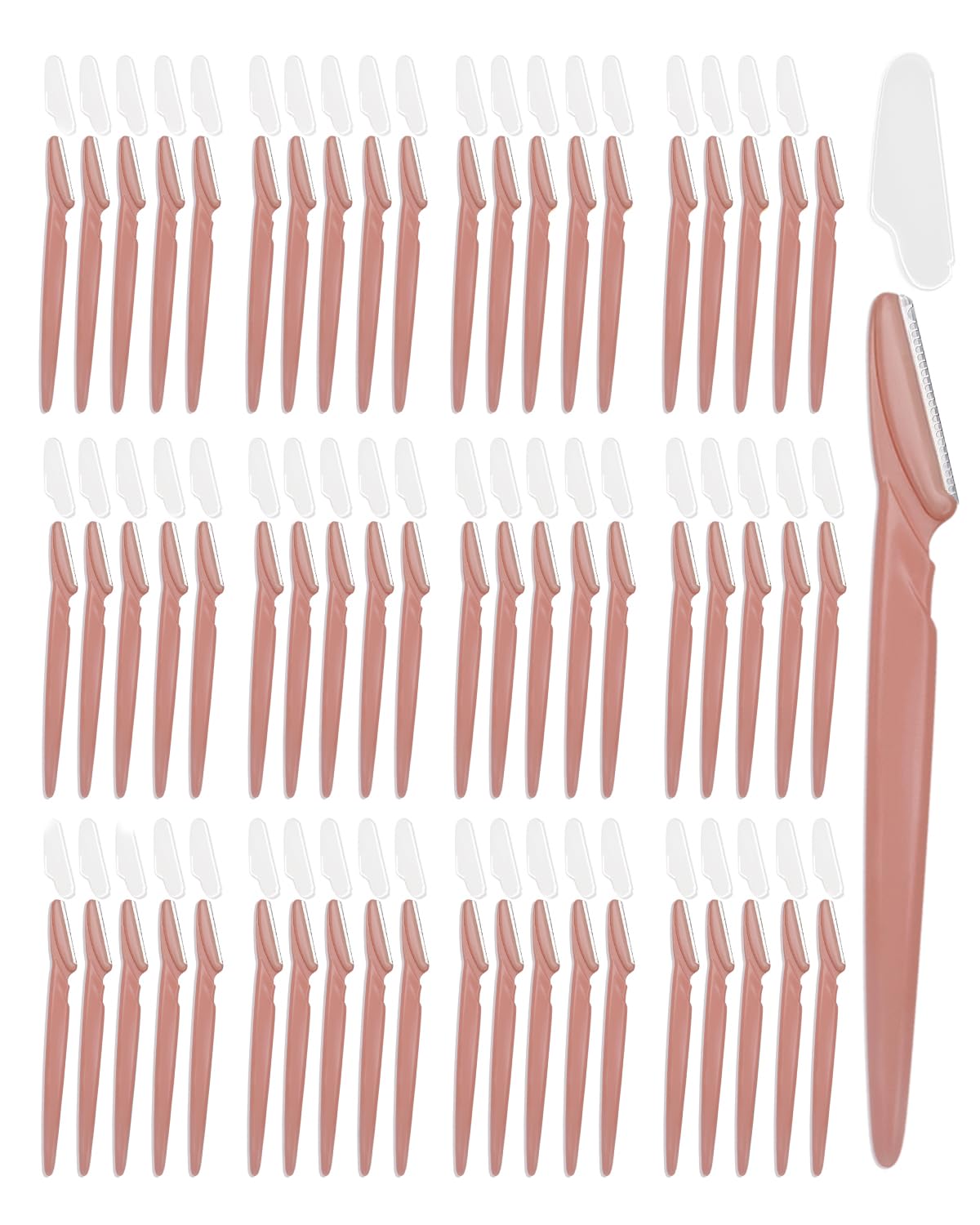 MoHern Dermaplane Razor, 60 Pcs Face Razors for Women and Men, Multipurpose Eyebrow Razor, Dermaplaning Tool for Face , Terracotta