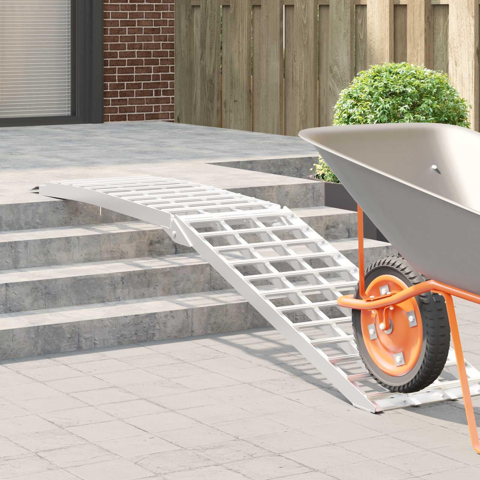 Faltbare Motorradrampe 230 cm, Auffahrrampe aus Aluminium, 680 kg Tragkraft, Verladerampe für Motorrad, Quad, Rasentraktor, Silber