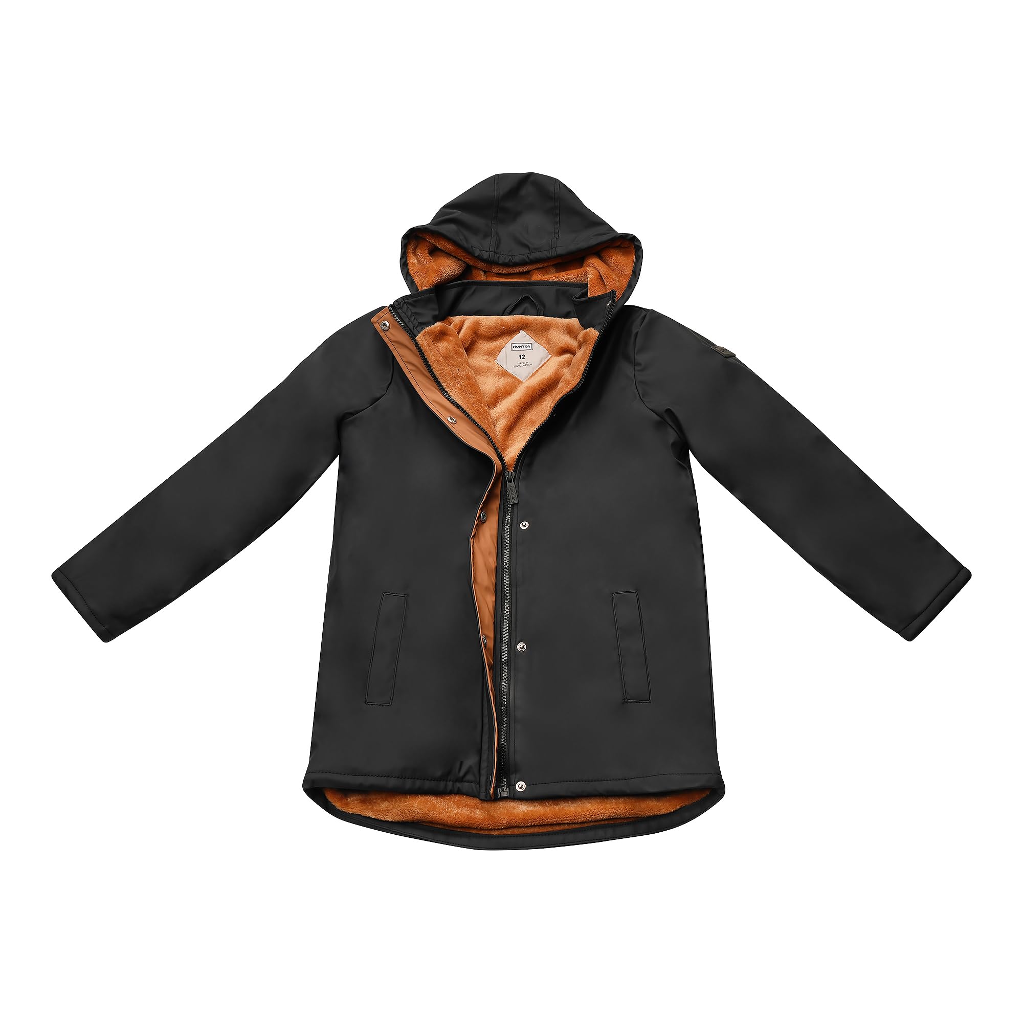 Hunter Regenjacke für Jungen, mit Plüsch gefüttert, wasserdichter Kapuzenmantel für Kinder, Kleinkinder, große Jungen, kaltes Wetter Oberbekleidung (2T-12)