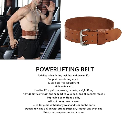 Miniatura 2 de Cinturón de levantamiento de pesas, cinturón de cuero para levantamiento de pesas para hombres, cinturón de pesas para gimnasio, soporte lumbar para