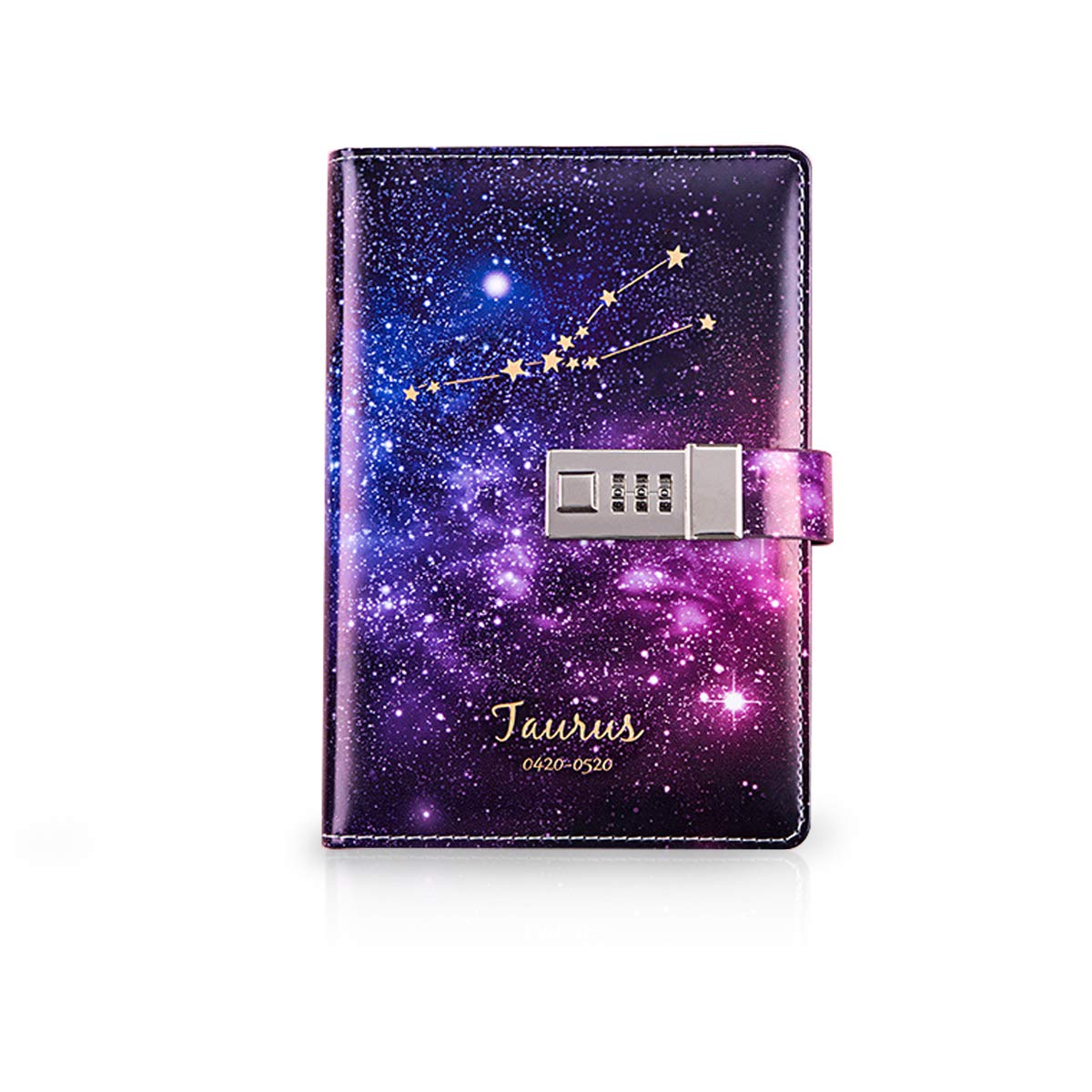 B6 Passwort Tagebücher Set PU Notizbuch Mädchen Glasstift Stifthalter Konstellation Diary Book Frauen Blanko Seiten 224 Seiten Stier