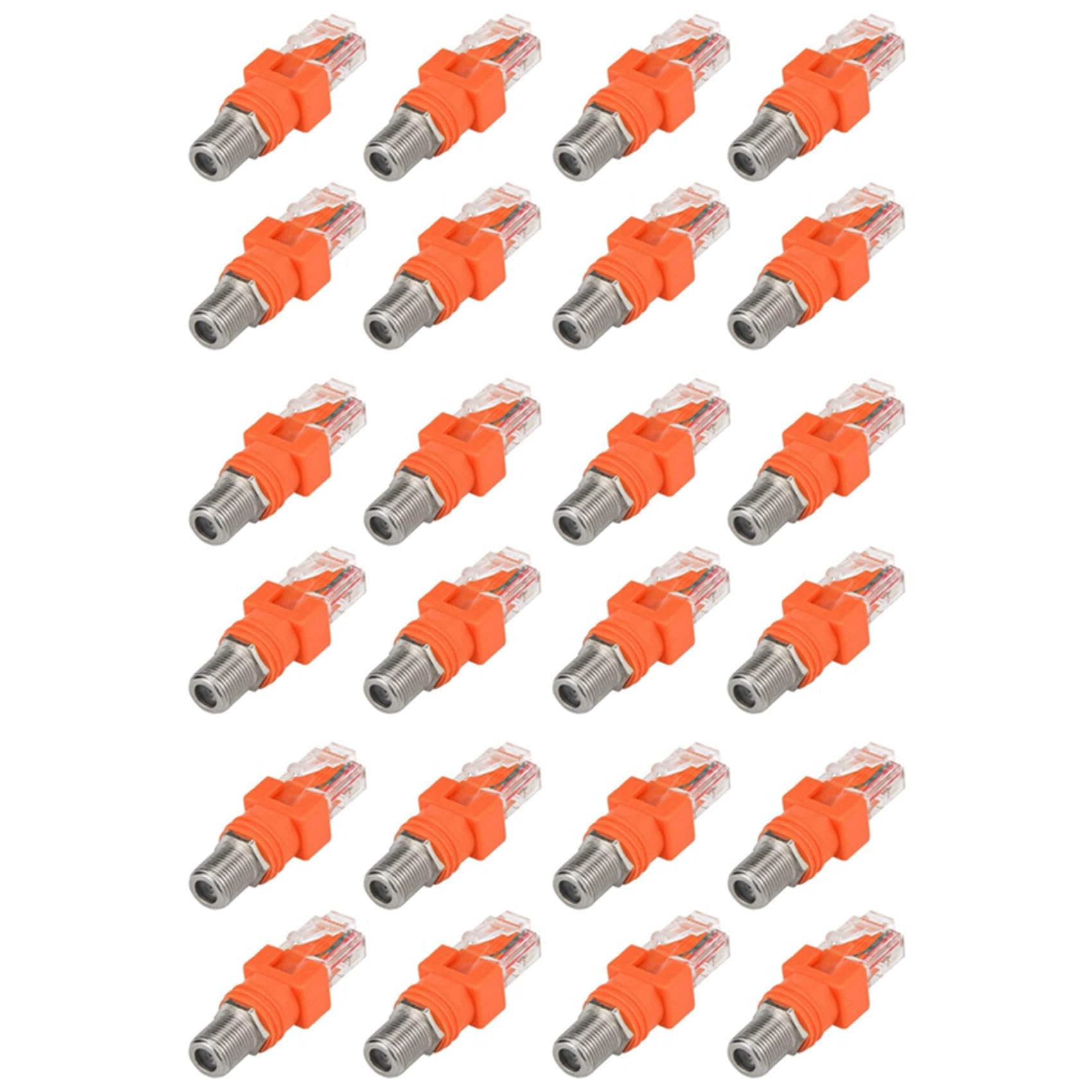 Jnchdghwa Women's Orange Coaxial To Ethernet Adapter, 24 Pack Coax F To Rj45 Male Converter For Line Tester