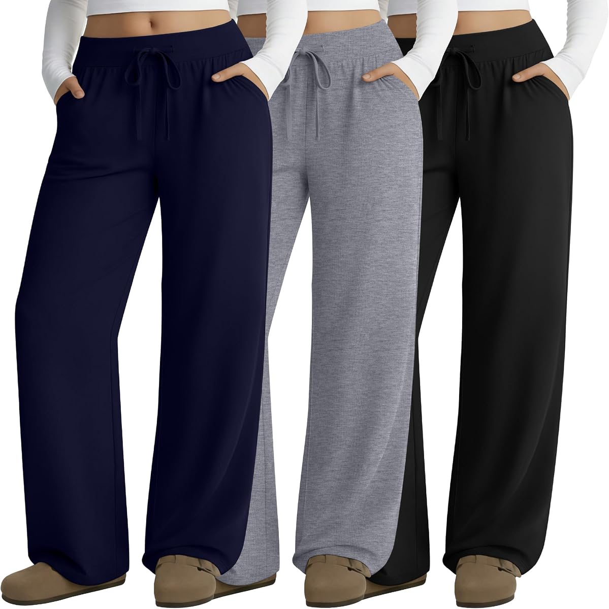Pack de 3 pantalones lounge de talla grande para mujer