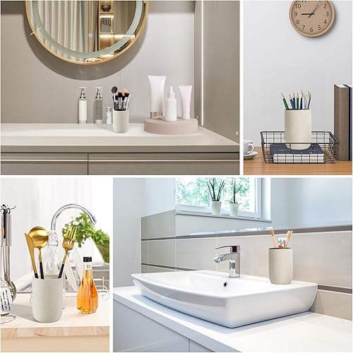 Miniatura 6 de Aibrezin Organizador para cepillos de dientes, soporte para brochas de maquillaje, soporte de pasta de dientes de cerámica para encimera de baño,