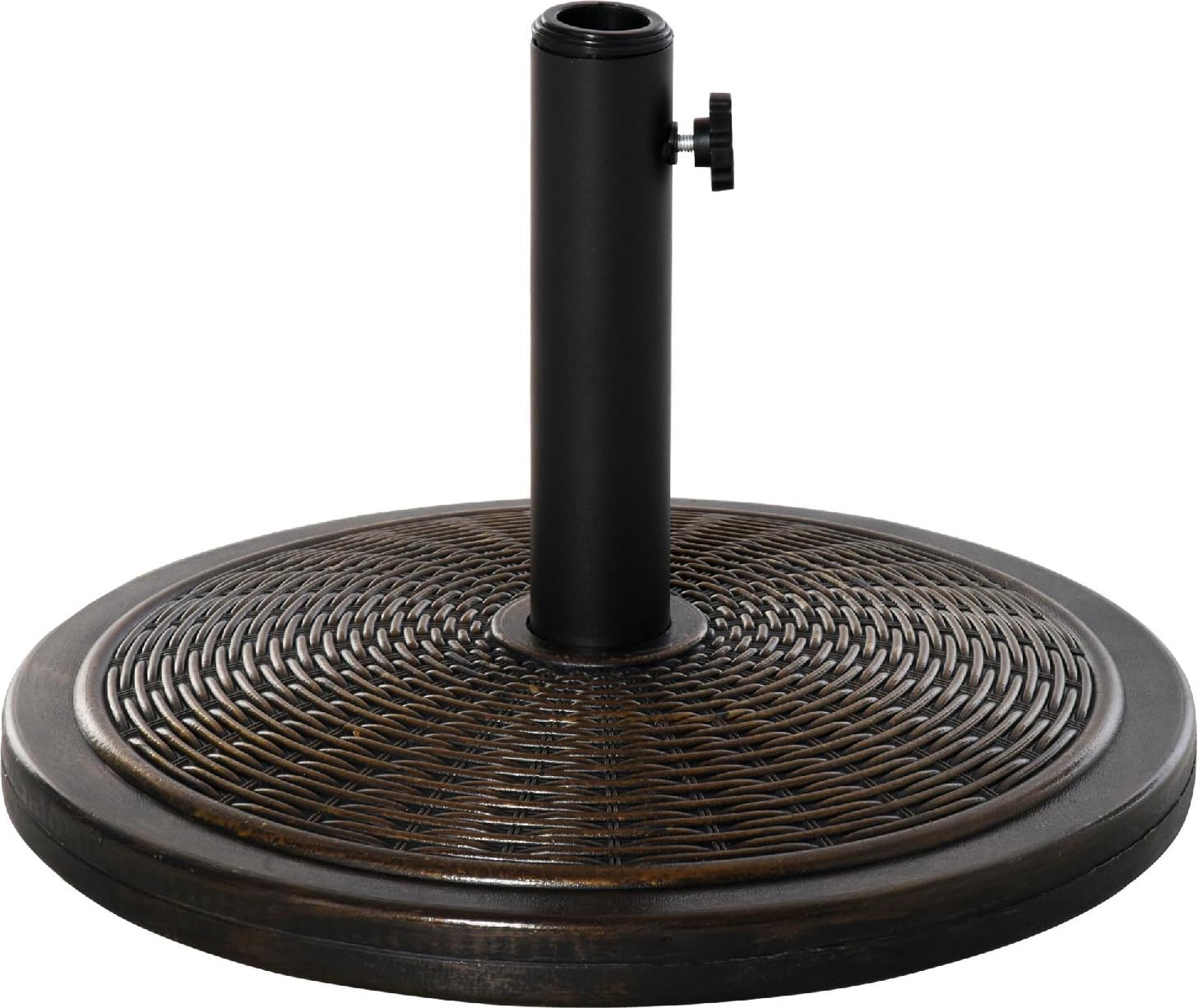 Base per Ombrellone in Cemento e Plastica da 14kg con Effetto Rattan Ø 48x34cm Colore Bronzo