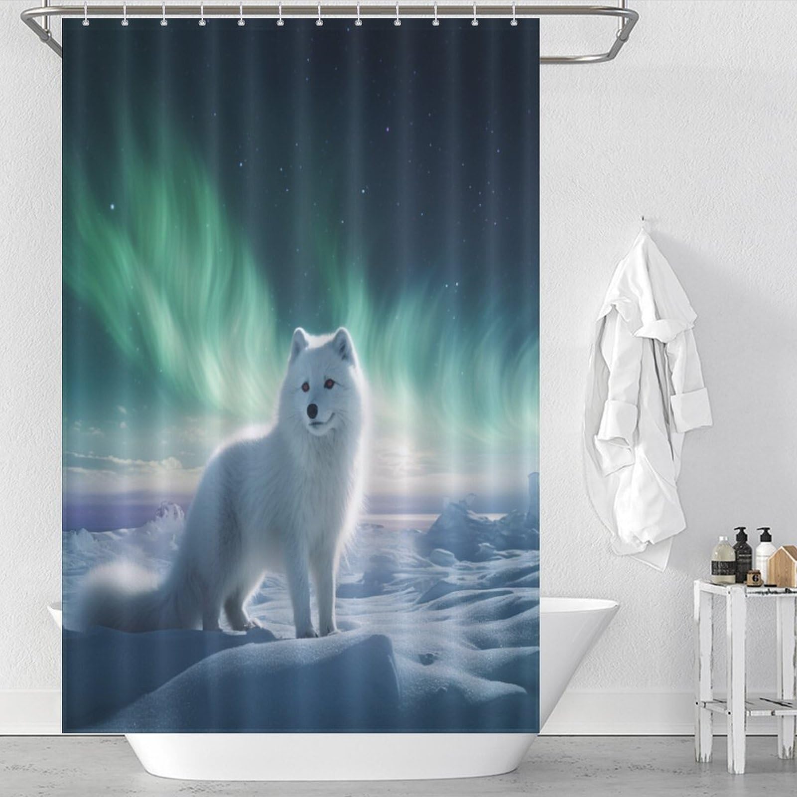 Rideau de douche rideau de bain imperméable Arctic Renard en polyester 122x183cm