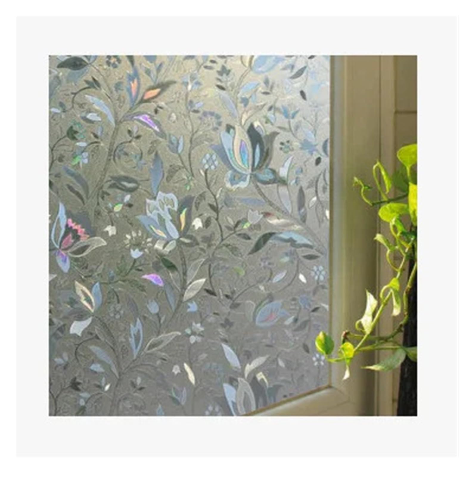 SHALLEZSOU Window films Frosted Window Film Self Adhesive Privacy Cling Opaque PVC Vinyl For Bathroom Home Decorative Explosion-Proof 45x100cm(3d Tulip)