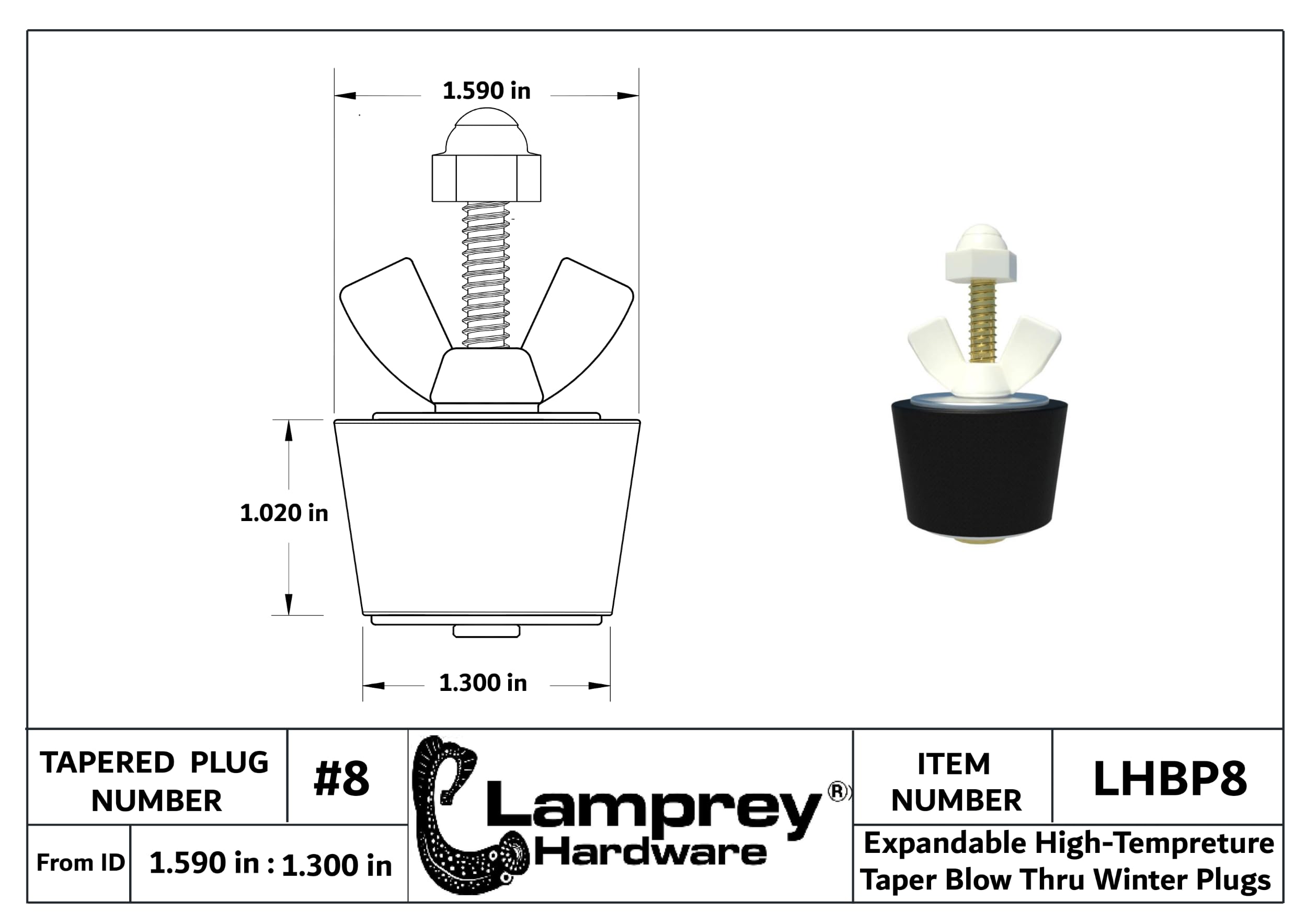 #8 - Tapón de invierno con válvula Schrader para tubería de 1.5 pulgadas - LHEP8 (2)
