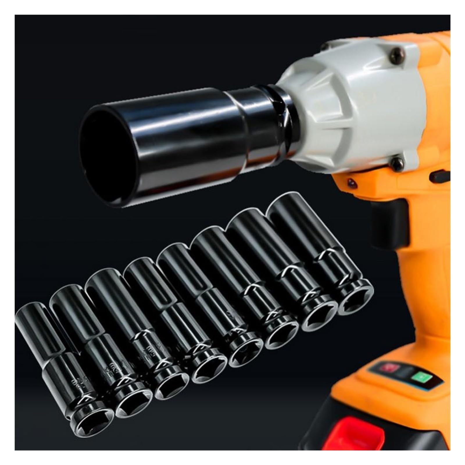 10 Uds 1/2 pulgadas 6 puntos juego de cabeza de vaso de impacto 10-24mm manga de extensión enchufes hexagonales hexagonales for llave eléctrica herramienta de mano taladro Socket Sockets(Ty