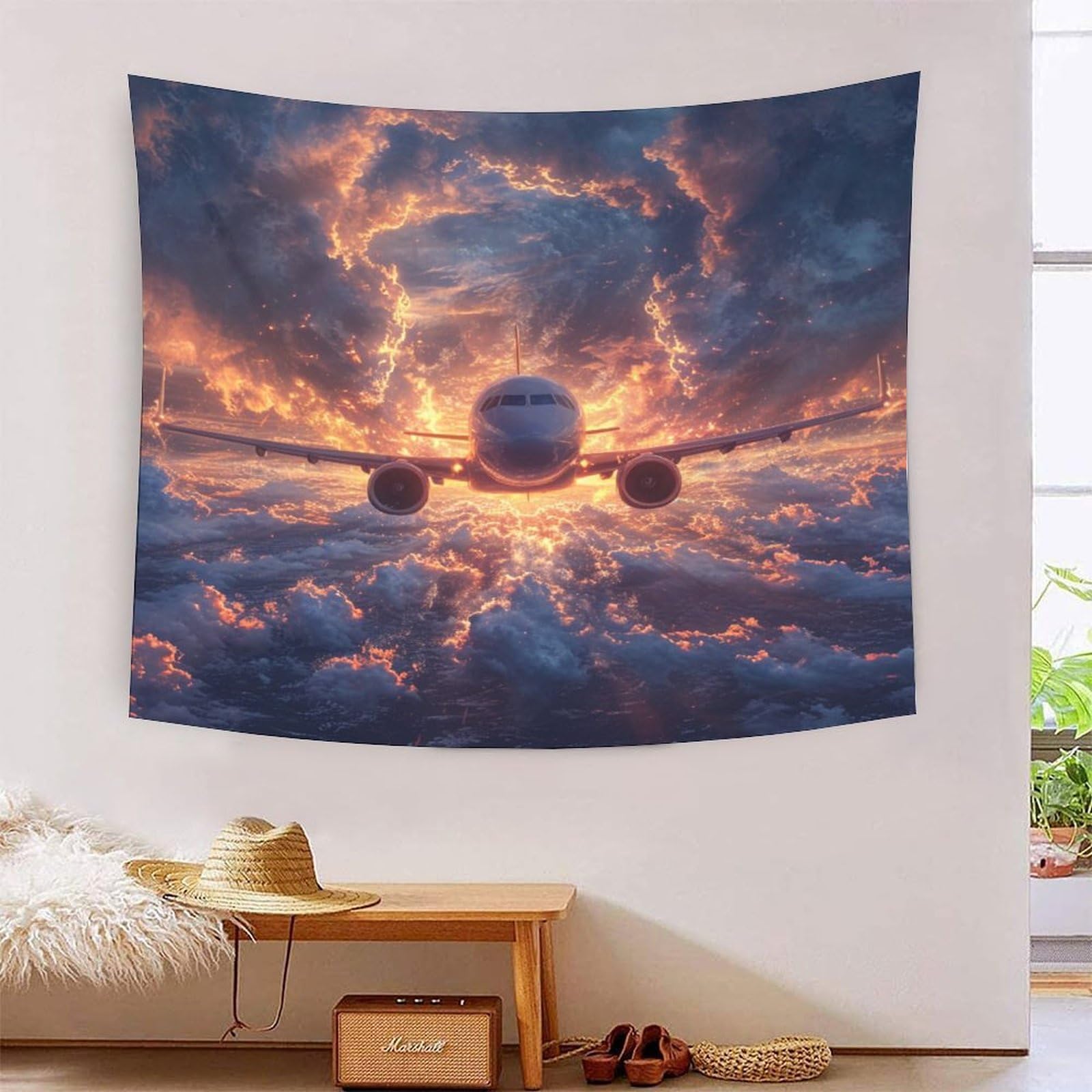 ChengzeTCo 3D Tapestry, Polyester Material,Aviation Aircraft Art Tapestries, TV Backdrop Wall Blanket Party Backdrop Home Decor,150cmx200cm, for Living Room Bedroom & Dorm