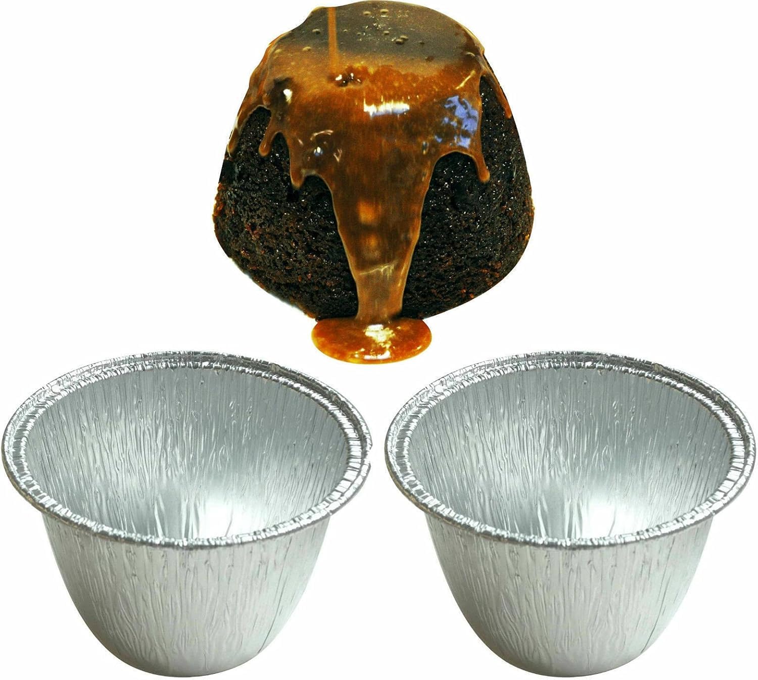Disposable Christmas Pudding Foils Steak Kidney Suet Pie Individual Pie & PuddingTins - Round Aluminium 2 Inch Height / 1.8 Inch Base Recyclable Baking Catering Cooking (20)