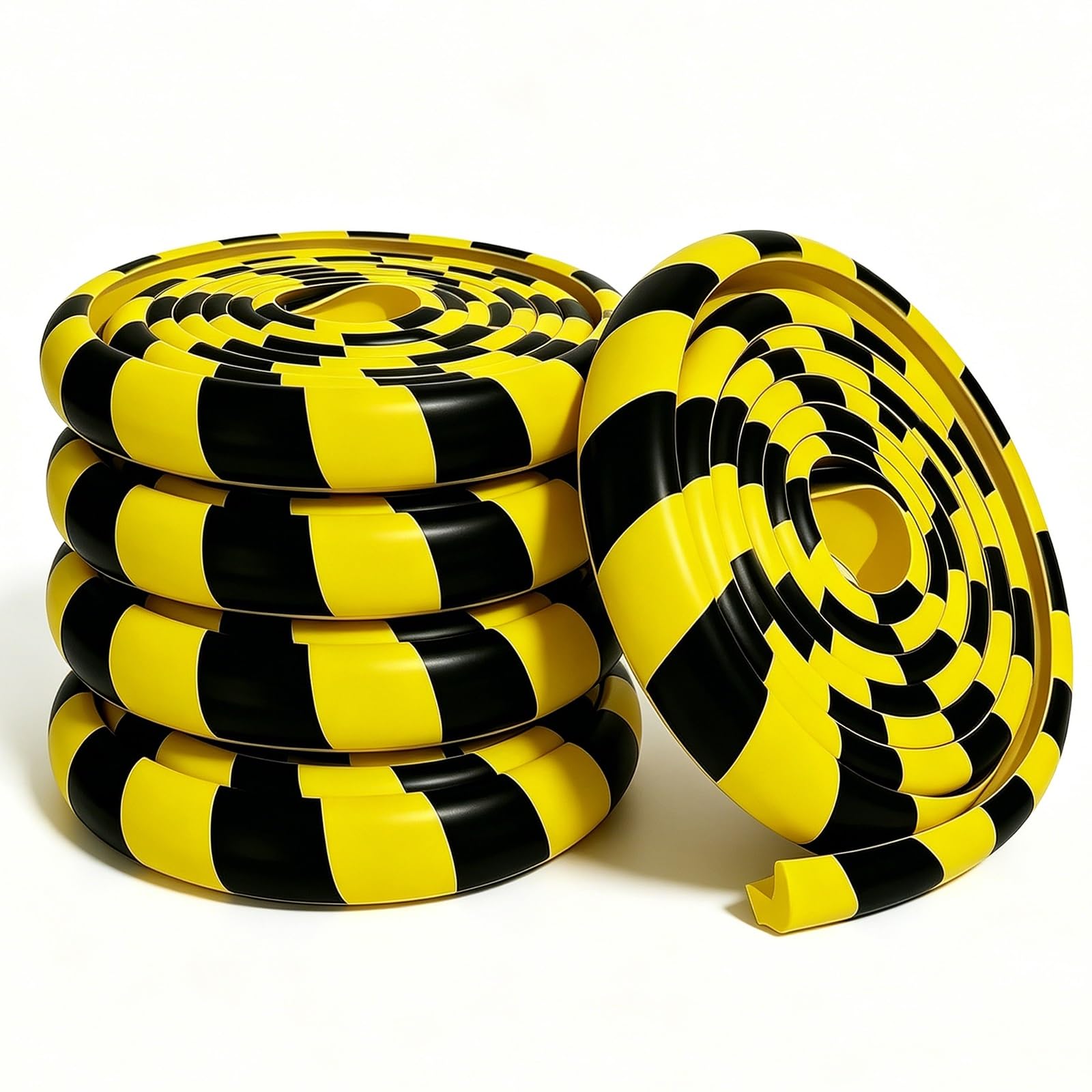 5 Pack L Shaped Corner Guards 197in/5m, Self Adhesive Foam Edge Protector NBR Safety Bumper Padding for Warehouse Racks Garage Shelves Factory Equipment(Yellow)
