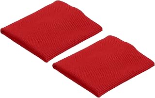 sourcing map Puños elásticos acanalados de 7,5 x 9 cm, tela de algodón, cinta elástica para costura, color rojo, 1 par
