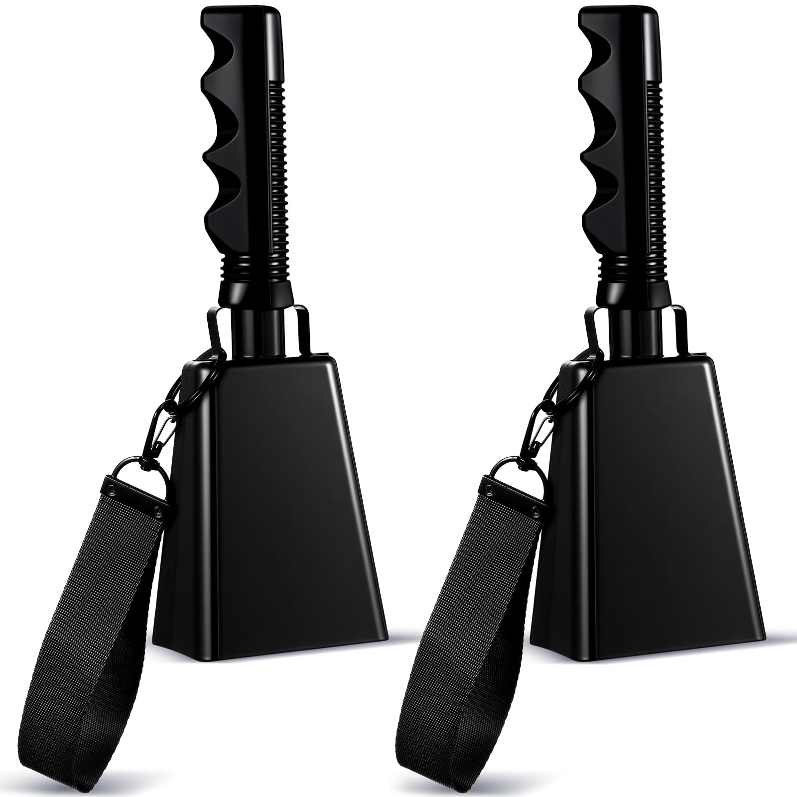 Boao 2 Pcs 9 Inch Cowbell with Wrist Strap Noise Makers for Sporting Events Loud Hand Bell with