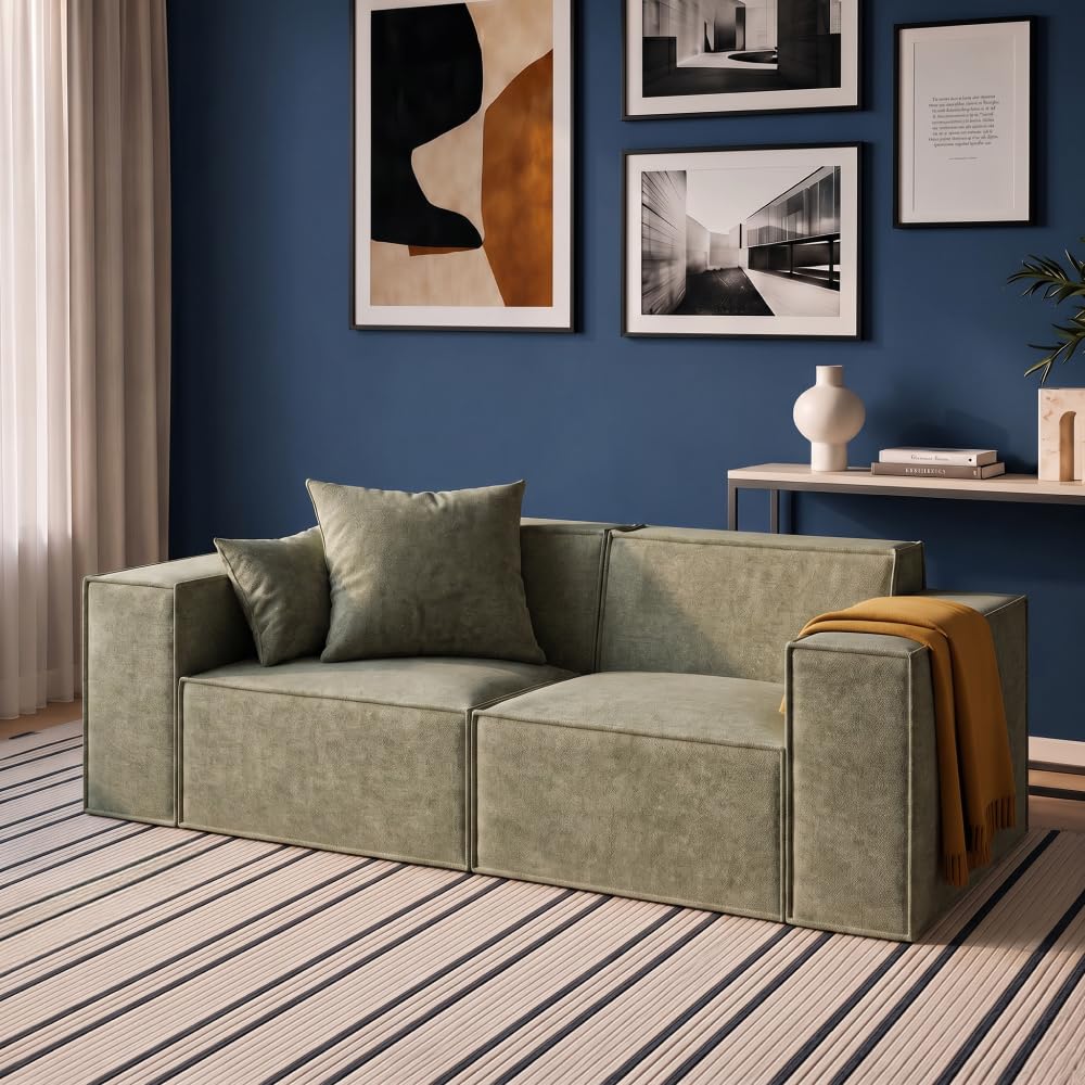 ROVE LAB M1 Loveseat Sofa, Boneless Couch, Krypton Green | Two
