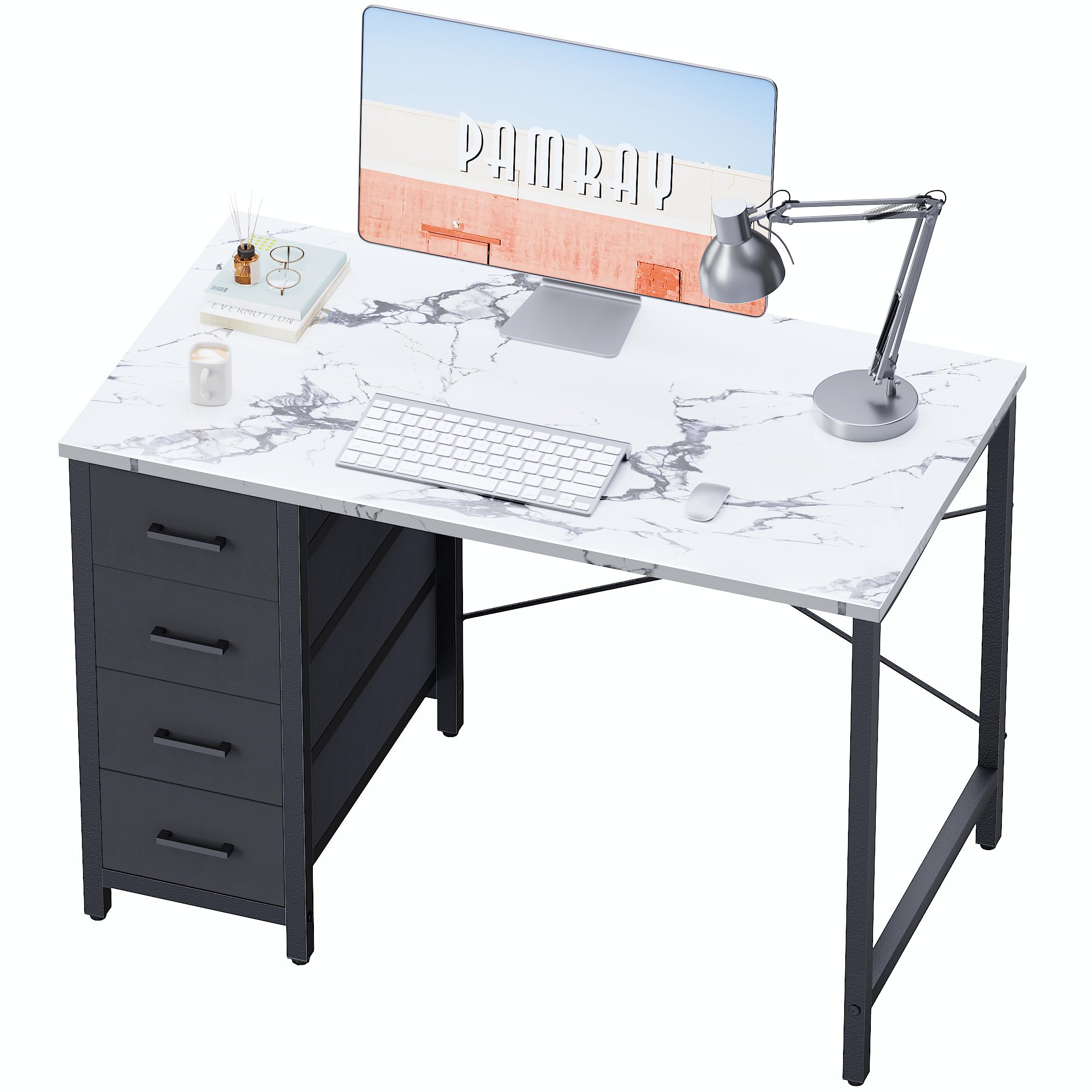 Amazon.com: Pamray 32 Inch Computer Desk with 4 Drawers Small