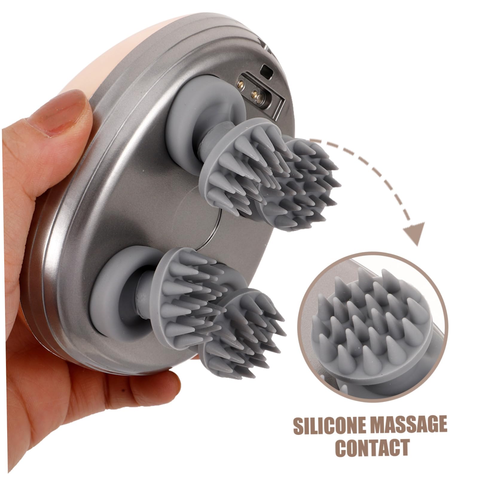 Masajeador Eléctrico Portátil para Cuero Cabelludo Diseño Recargable, Material Abs y Silicona, Adecuado para Aliviar Dolores de Cabeza Durante Viajes y Ducha