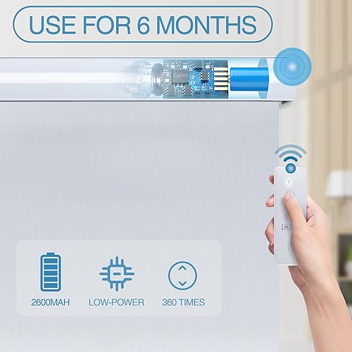 Miniatura 2 de Persianas enrollables motorizadas, persianas inteligentes opacas con control remoto eléctrico, compatibles con Alexa, color blanco, 38 pulgadas de