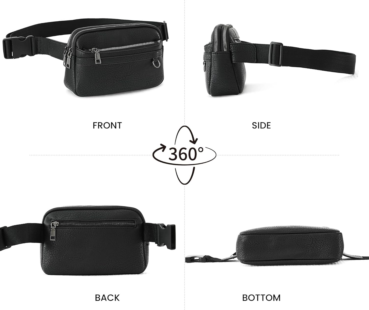 TANTOMI Fanny Packs for Women, Vegan Leather Everywhere Belt Bag for Women, Two Way Zipper Waist Packs, Crossbody Bags with Adjustable Strap - Image 7