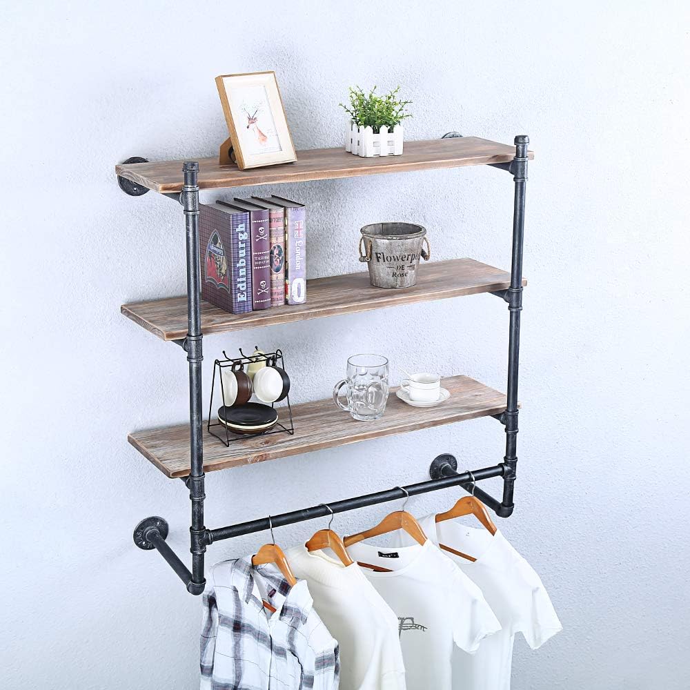 Buy Industrial Pipe Clothing Rack Wall Mounted Clothes Rack,Pipe