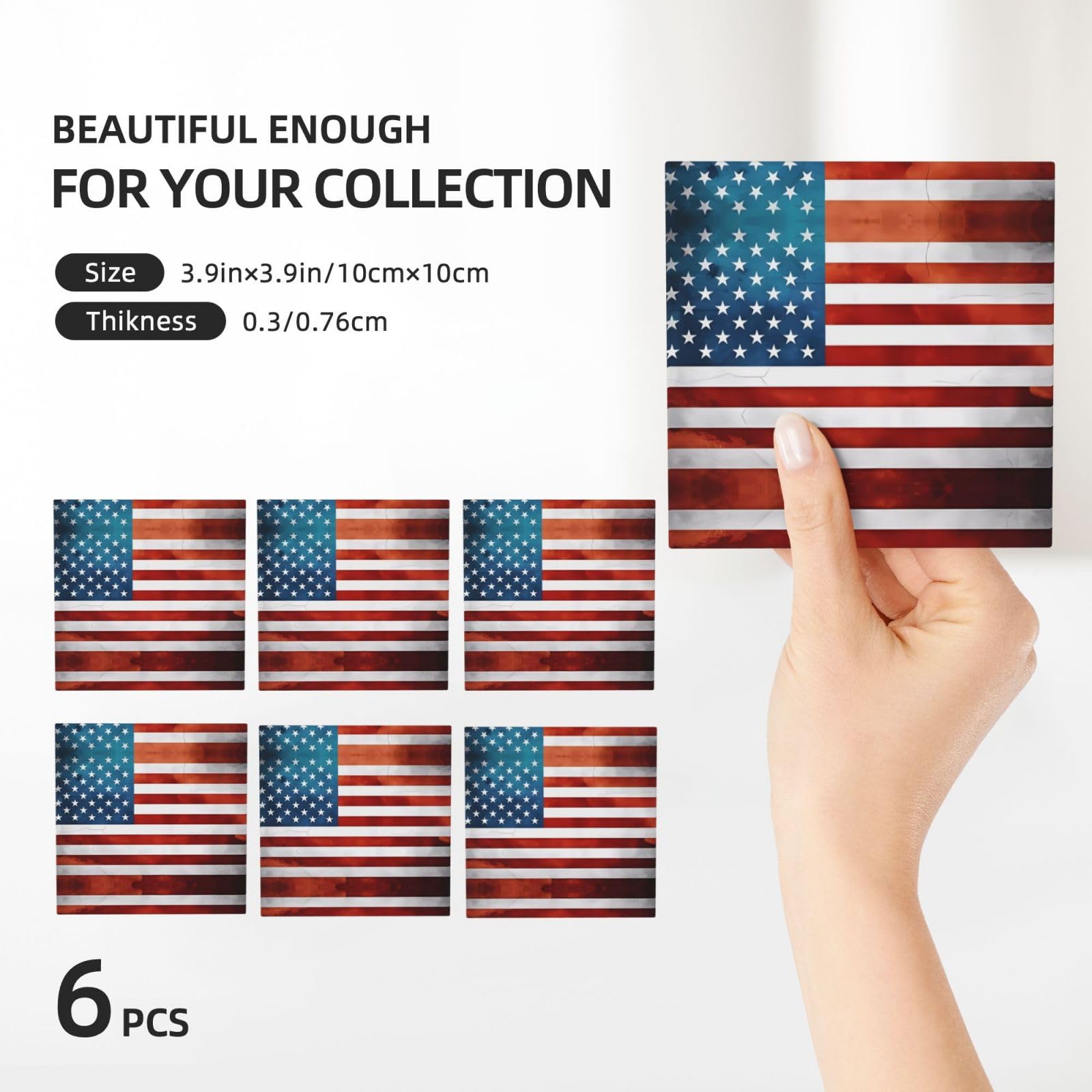 USA-Flaggen Untersetzer Set – 4 Stück Mit Korkbasis – Saugfähig, Rutschfest – Für Tische, Bars, Geschenke
