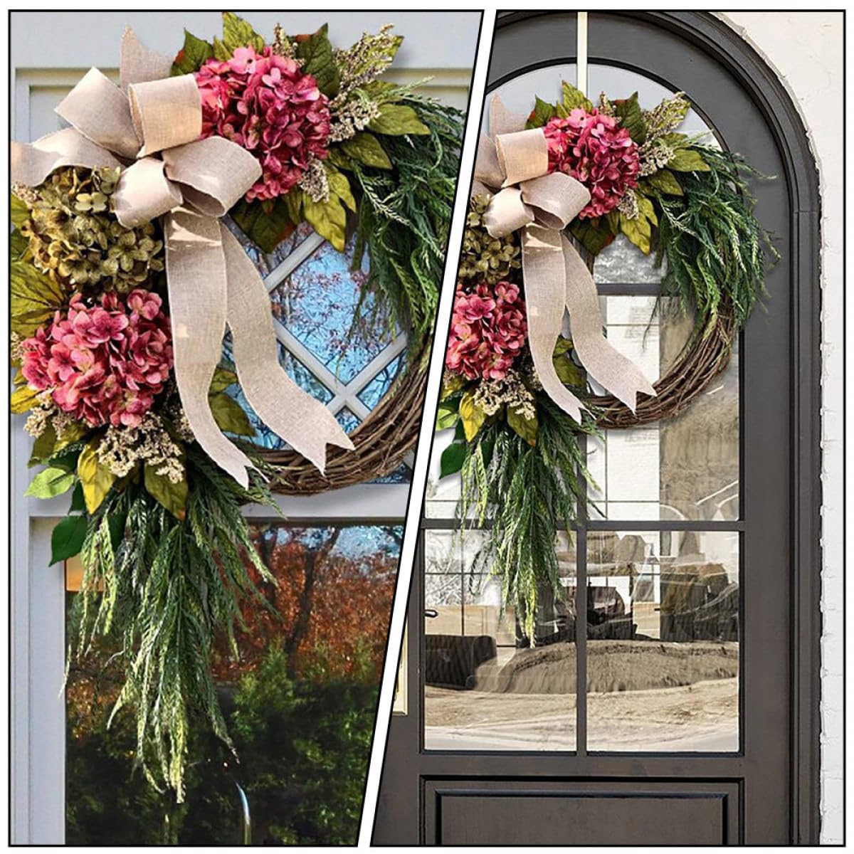 jojofuny Ghirlanda Porta Ingresso Stile Rustico Fiori Artificiali in Plastica, Decorazione Naturale per Casa e Matrimonio, Resistente a Sbiadimento e Appassimento Stile Stili multipli