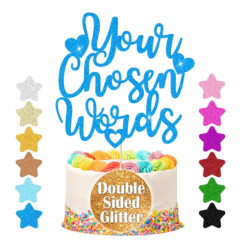 EDSG Personalised Cake Topper | Custom Cake Decoration with Any Text | Multicolour Glitter Wedding Party Decoration 13 15 18 21 25 30 45 60 (Blue)