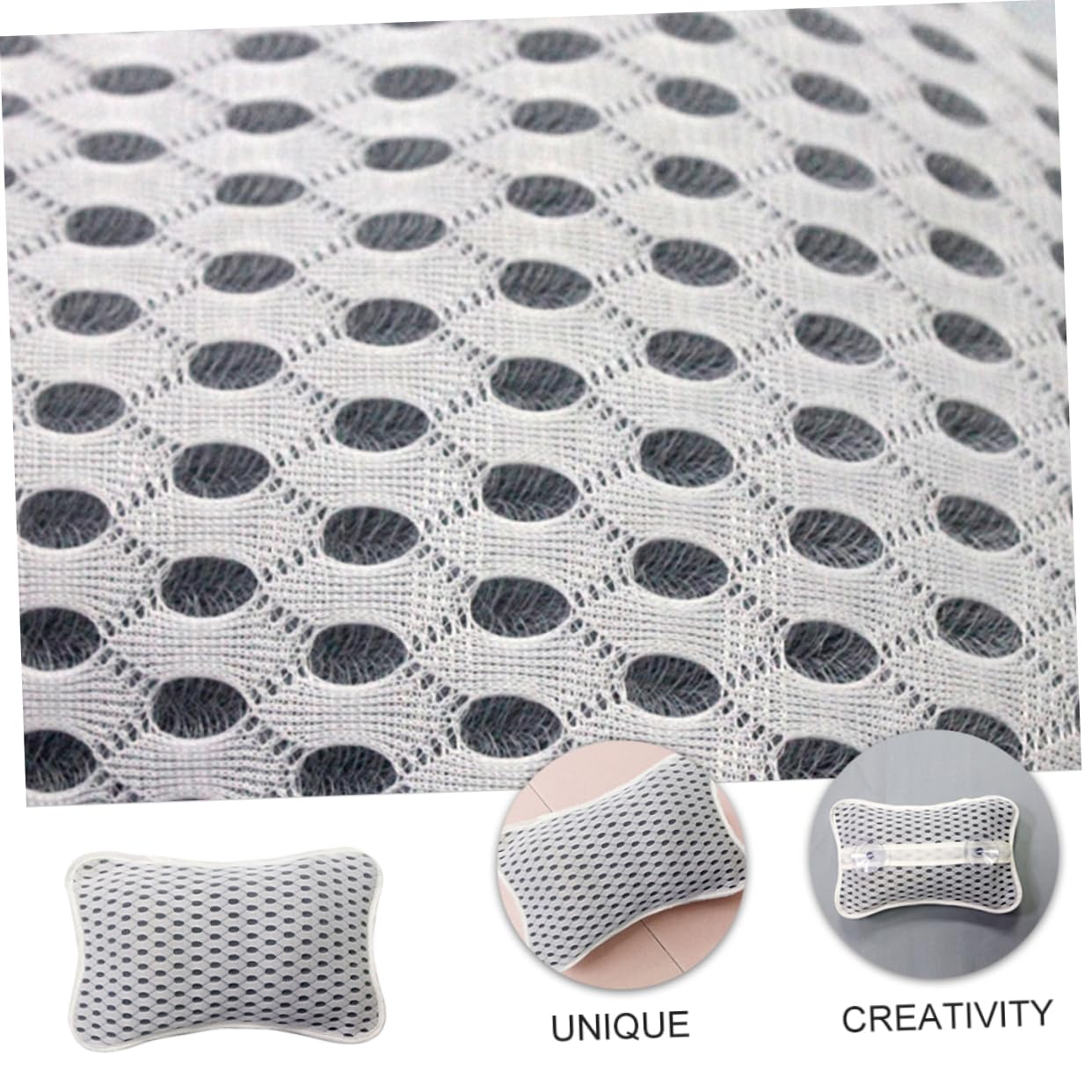 3 Pezzi Cuscino Bagno Antiscivolo Poliestere per Spalle e Adattabile Spa con Ventose Resistenti