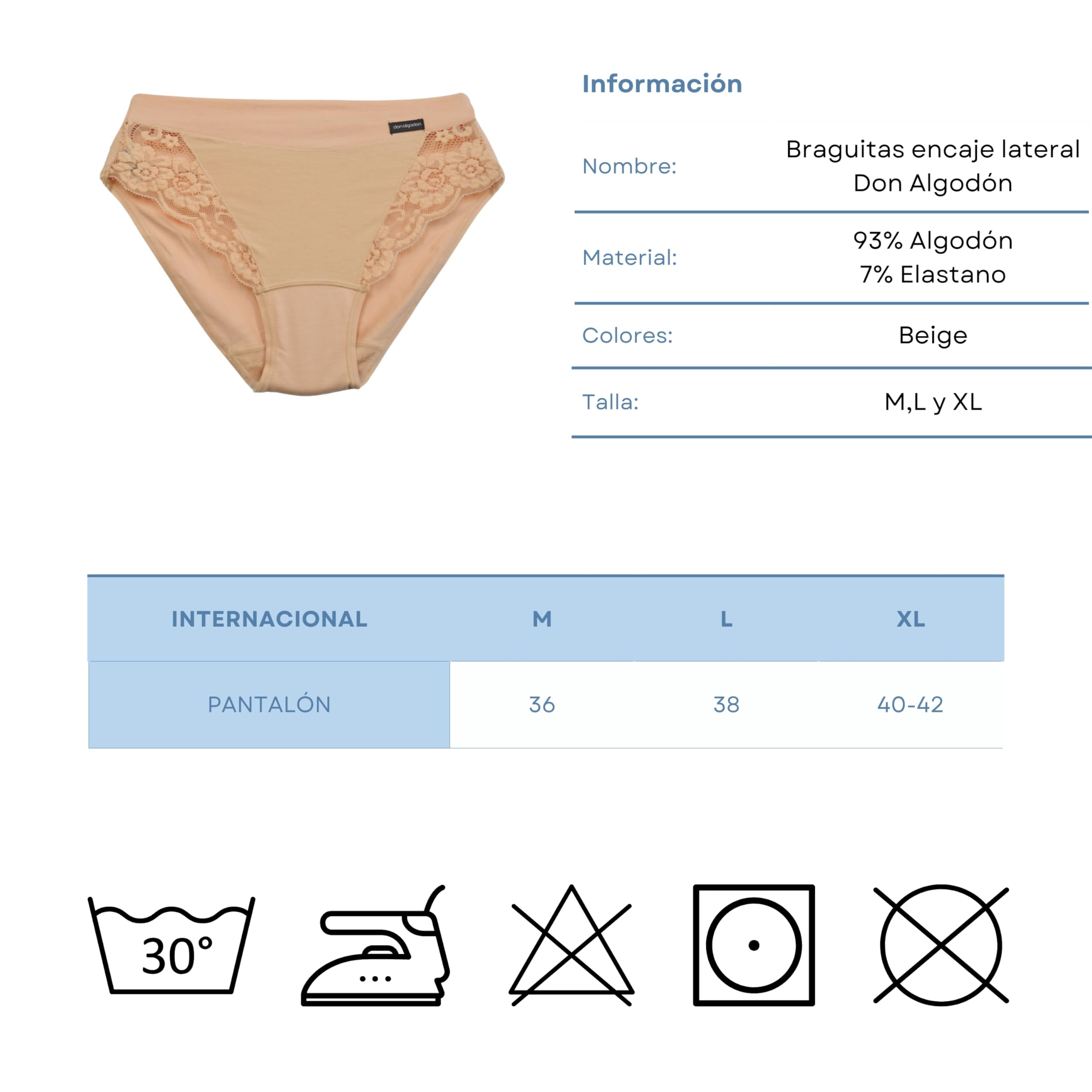 DON ALGODON | Pack 6 Bragas Mujer Tacto Extrasuave