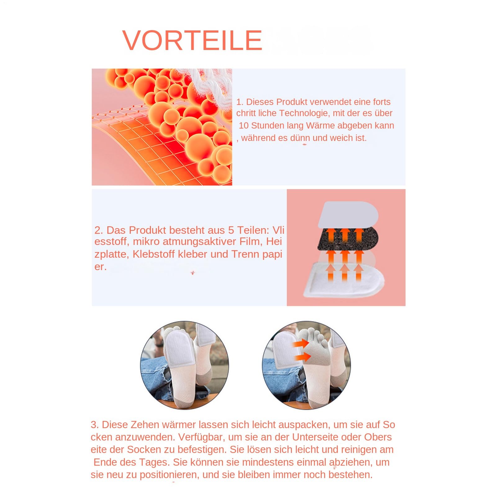 Chauffe-Orteils 40 Paires de Poches de Chaleur Longue Durée