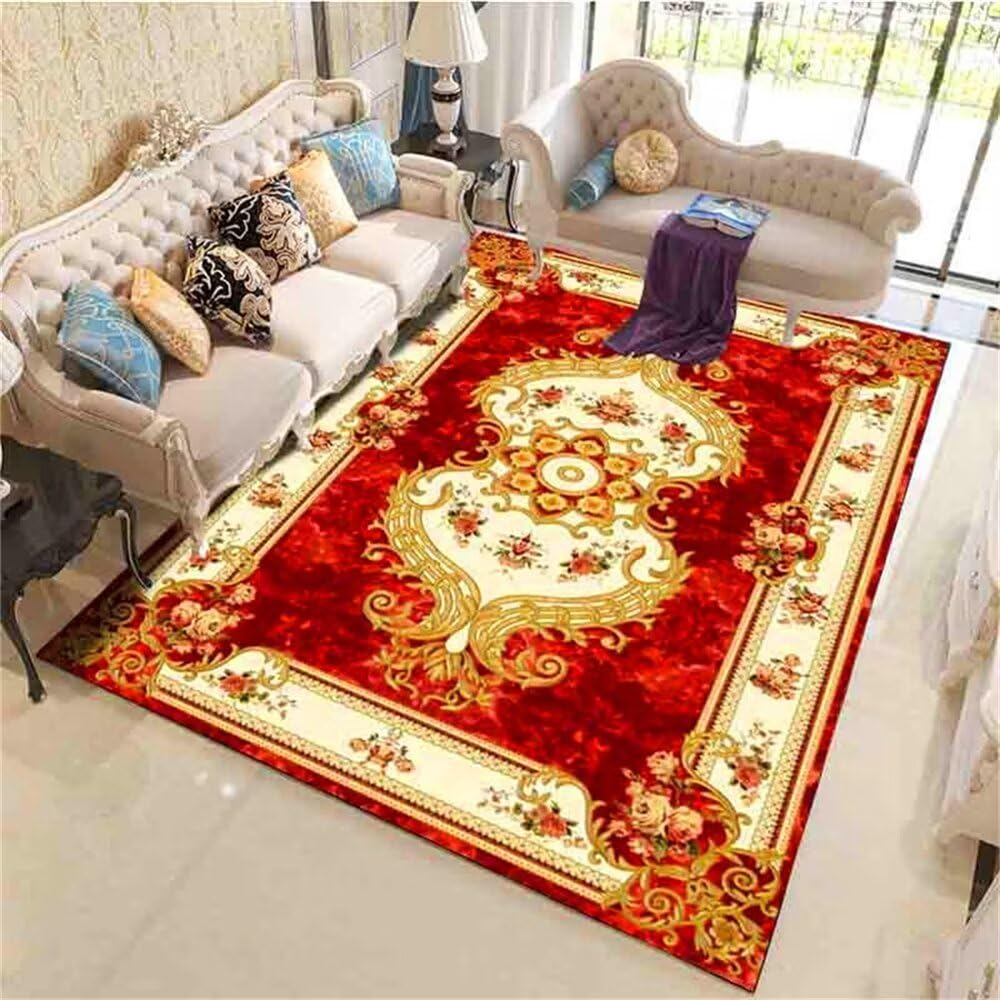 Tapis de salon rouge facile à entretenir pour préserver la propreté de la chambre de bébé