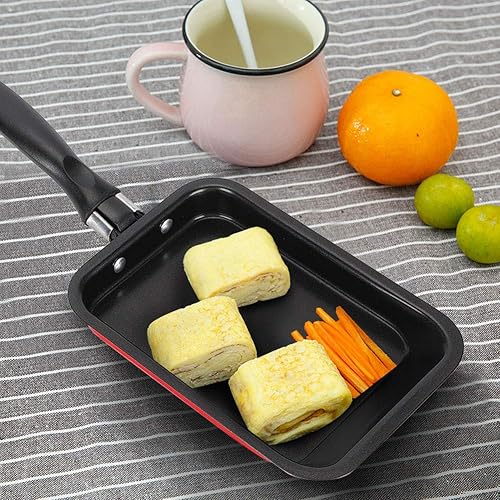 Miniatura 4 de Sartén de huevo antiadherente Mini Tortilla Pan para cocina Cocinar Hornear Acero al carbono (rojo)