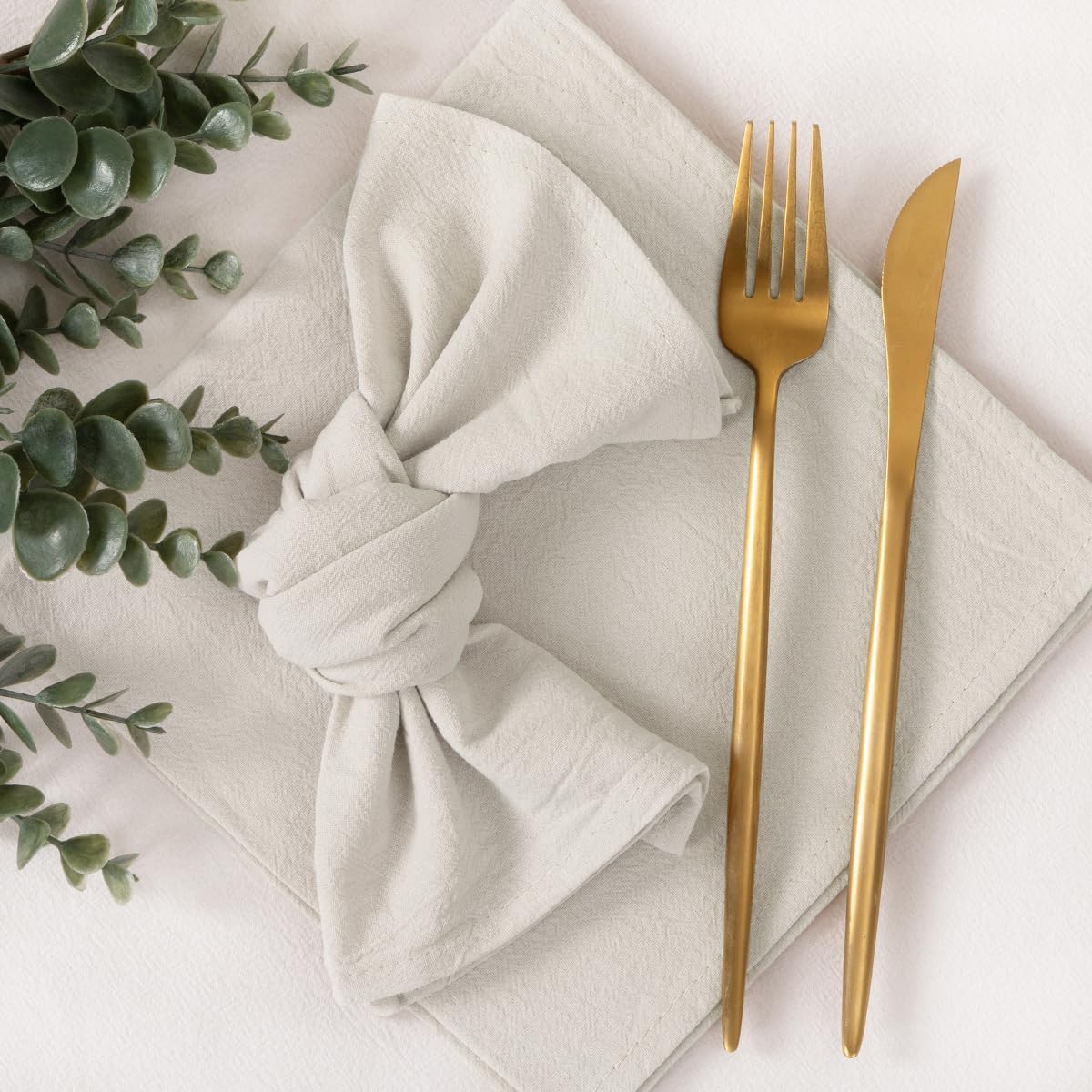 Socomi Cloth Napkins Beige Summer Washable Reusable Bulk Linen Cotton Napkins Set of 20 17"x17" for Wedding Party Bridal Baby Shower Birthday Dining Table Decorations
