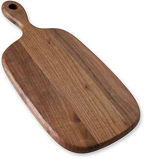 Muso Wood Small Cutting Board with Handle, Walnut Wooden Chopping Boards for Bread, Vegetables & Fruits, Dinner Cheese Board with Hole(15.2x7.3 Inches)